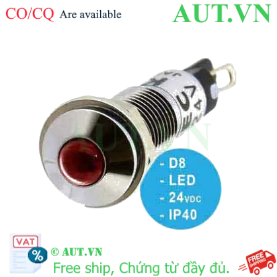 Ảnh của UP8-2488R Đèn báo pha 24VDC IDEC, D8, đèn LED, đỏ