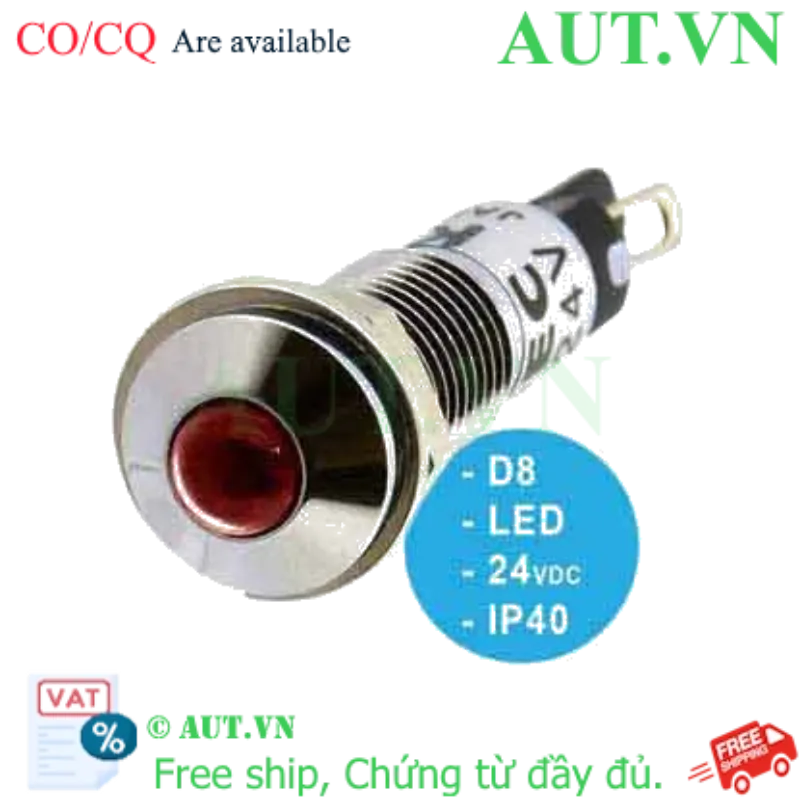 Ảnh của UP8-2488R Đèn báo pha 24VDC IDEC, D8, đèn LED, đỏ