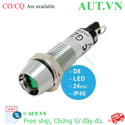 Ảnh của UP8-2489G Đèn báo pha 24VDC IDEC, D8, đèn LED, xanh