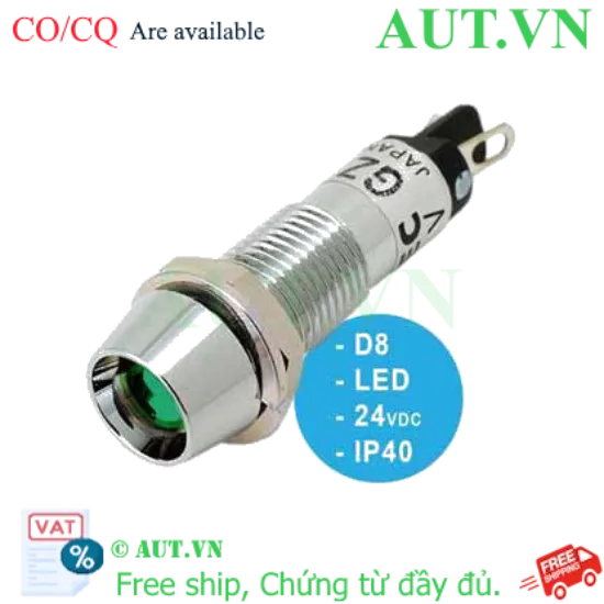 Ảnh của UP8-2489G Đèn báo pha 24VDC IDEC, D8, đèn LED, xanh