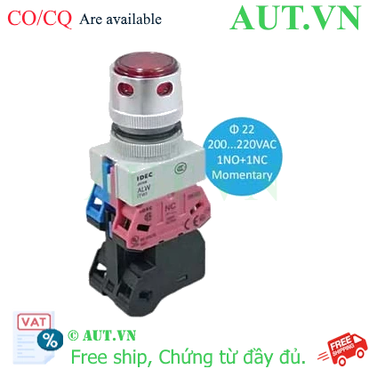 Ảnh của Nút nhấn nhả có đèn IDEC ALFW22611DR 220VAC D22 1NO+1NC (Đỏ)