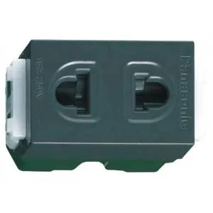 Ảnh của Hạt Ổ Cắm Nhựa Resin Panasonic WEV1081-7H (2 Chấu Có Màn Che An Toàn) - Màu Đen