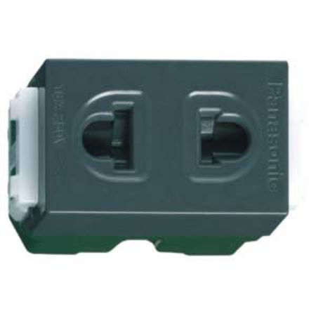 Ảnh của Hạt Ổ Cắm Nhựa Resin Panasonic WEV1081-7H (2 Chấu Có Màn Che An Toàn) - Màu Đen
