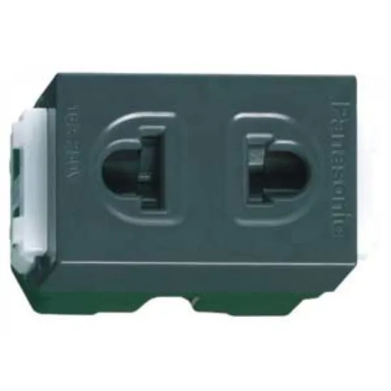 Ảnh của Hạt Ổ Cắm Nhựa Resin Panasonic WEV1081-7H (2 Chấu Có Màn Che An Toàn) - Màu Đen