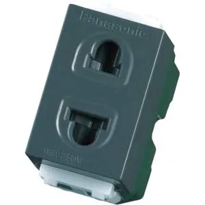 Ảnh của Hạt Ổ Cắm Nhựa Resin Panasonic WEV1081H - 2 Chấu Đa Năng Có Màn Che An Toàn (Đen)
