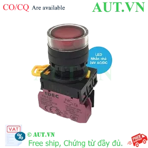 Ảnh của Nút Nhấn Có Đèn IDEC YW1L-MF2E01QM3R | 22mm, 1NC, Nhấn Nhả, Đỏ 220VAC
