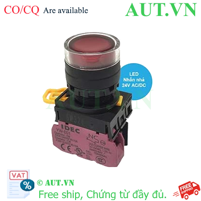 Ảnh của Nút Nhấn Có Đèn IDEC YW1L-MF2E01QM3R - 22mm, 1NC, Nhấn Nhả, Màu Đỏ