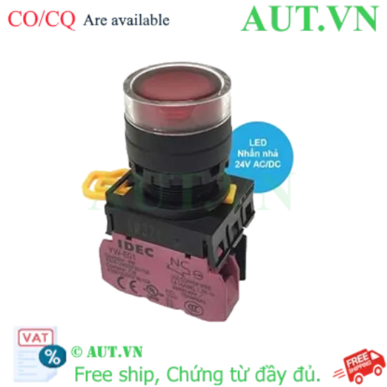 Ảnh của Nút Nhấn Có Đèn IDEC YW1L-MF2E01QM3R | 22mm, 1NC, Nhấn Nhả, Màu Đỏ