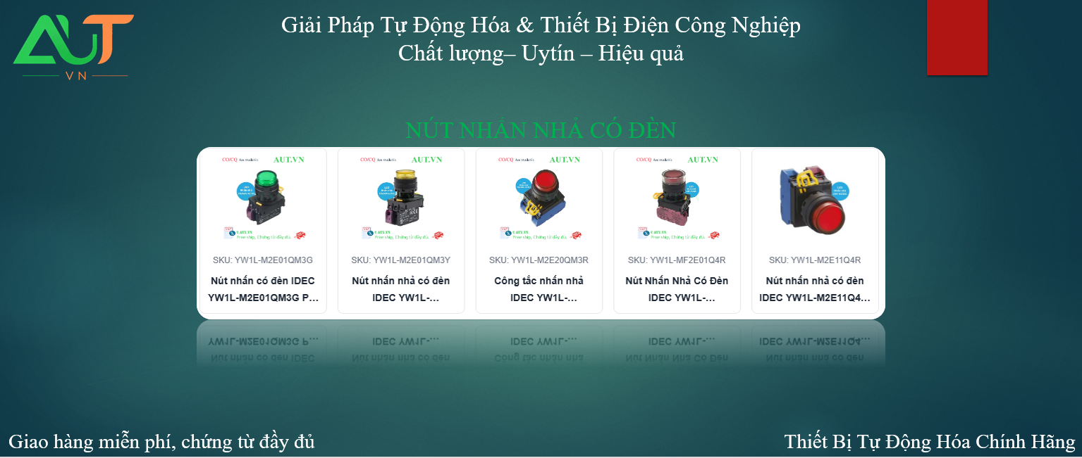 Nút nhấn nhả có đèn chính hãng