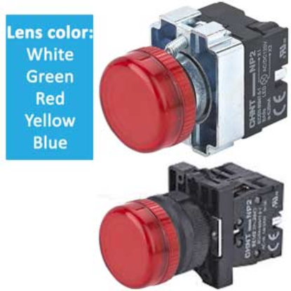 Ảnh của Đèn báo CHINT NP2-BV61 230VAC 220VAC D22 (Trắng)