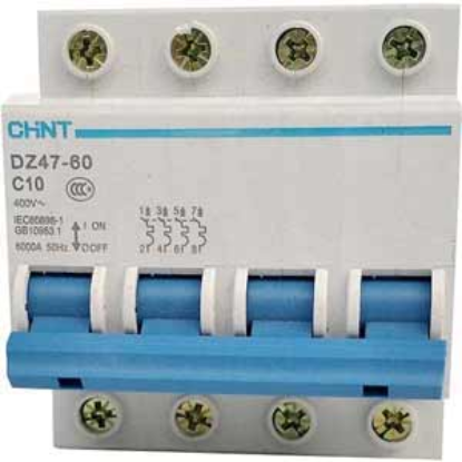 Ảnh của Aptomat cài (MCB) CHINT DZ47-60 C10-4P-6kA 