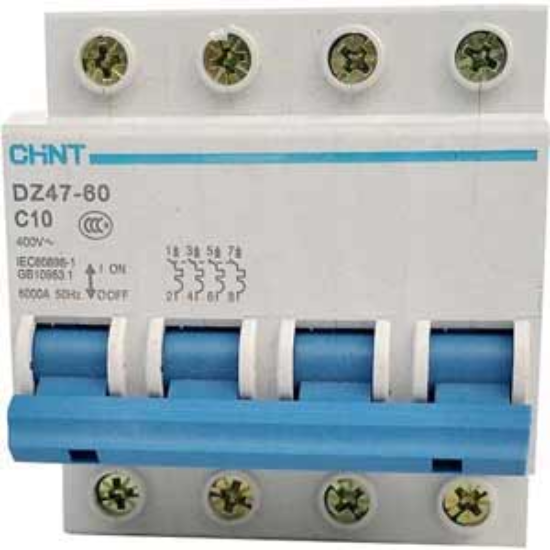 Ảnh của Aptomat cài (MCB) CHINT DZ47-60 C10-4P-6kA 