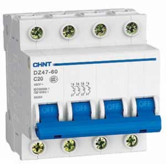 Ảnh của Aptomat cài (MCB) CHINT DZ47-60 C20-4P-6kA 