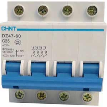 Ảnh của Aptomat cài (MCB) CHINT DZ47-60 C25-4P-6kA 