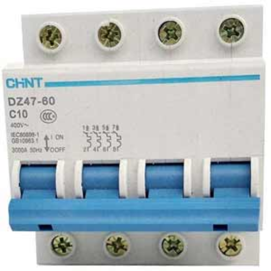 Ảnh của Aptomat cài (MCB) CHINT DZ47-60 C10-4P-3kA 