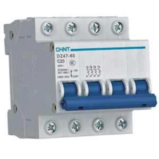 Ảnh của Aptomat cài (MCB) CHINT DZ47-60 C20-4P-4.5kA 