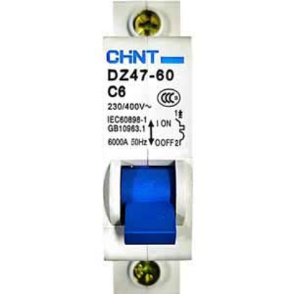 Ảnh của Aptomat cài (MCB) CHINT DZ47-60 C6-1P-6kA 