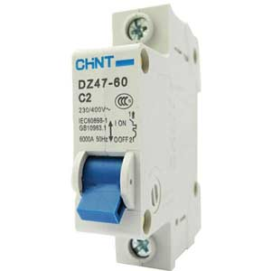 Ảnh của Aptomat cài (MCB) CHINT DZ47-60 C2-1P-6kA 