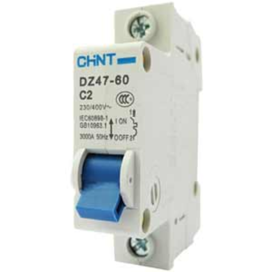 Ảnh của Aptomat cài (MCB) CHINT DZ47-60 C2-1P-3kA 