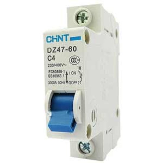 Ảnh của Aptomat cài (MCB) CHINT DZ47-60 C4-1P-3kA 