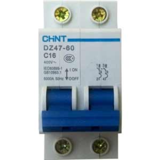 Ảnh của Aptomat cài (MCB) CHINT DZ47-60 C16-2P-6kA 
