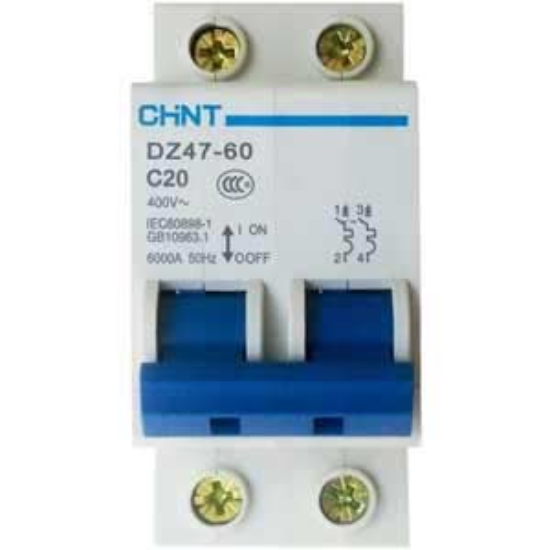 Ảnh của Aptomat cài (MCB) CHINT DZ47-60 C20-2P-6kA 