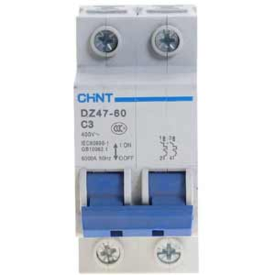 Ảnh của Aptomat cài (MCB) CHINT DZ47-60 C3-2P-6kA 