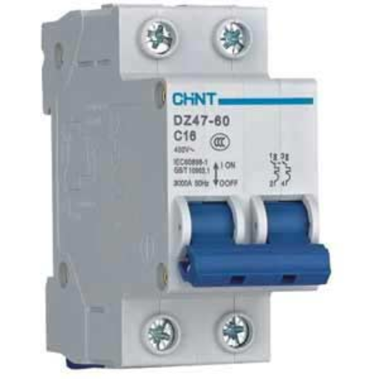Ảnh của MCB 2 pha CHINT DZ47-60 C16-2P-3kA - 2P, 16A, 400VAC