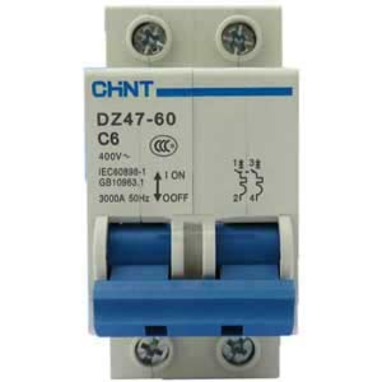 Ảnh của Aptomat cài (MCB) CHINT DZ47-60 C6-2P-3kA 