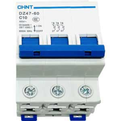 Ảnh của Aptomat cài (MCB) CHINT DZ47-60 C10-3P-6kA 