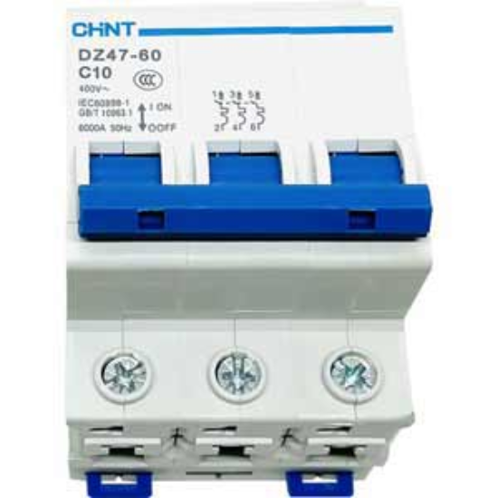 Ảnh của Aptomat cài (MCB) CHINT DZ47-60 C10-3P-6kA 