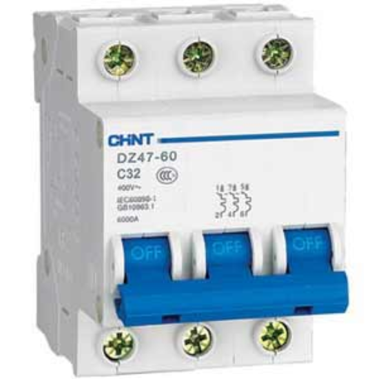 Ảnh của Aptomat cài (MCB) CHINT DZ47-60 C32-3P-6kA 