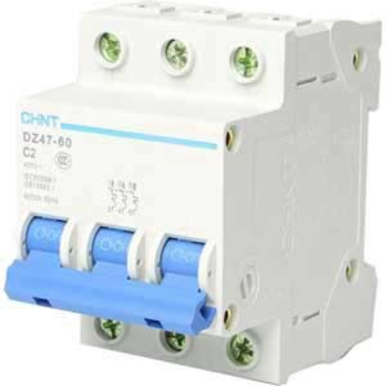 Ảnh của Aptomat cài (MCB) CHINT DZ47-60 C2-3P-6kA 