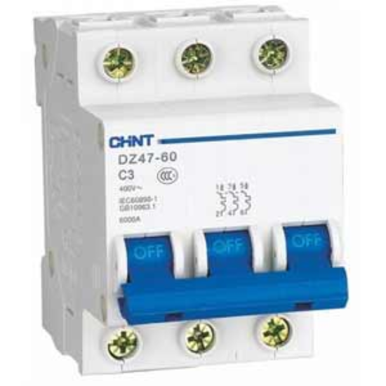 Ảnh của Aptomat cài (MCB) CHINT DZ47-60 C3-3P-6kA 