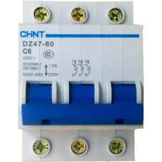 Ảnh của Aptomat cài (MCB) CHINT DZ47-60 C6-3P-6kA 