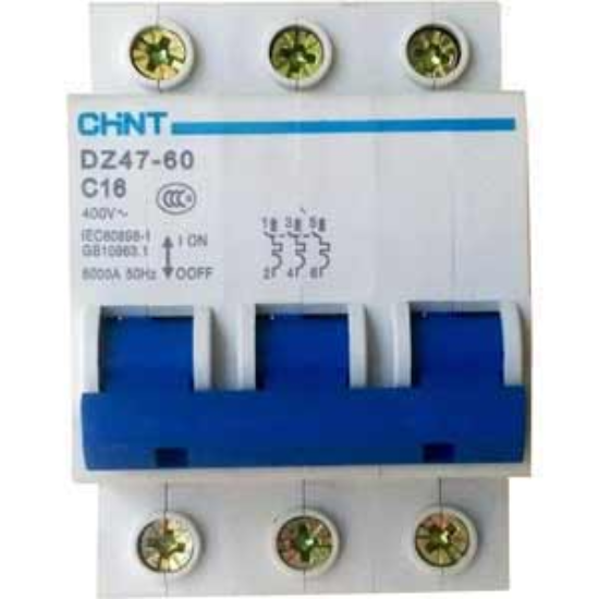 Ảnh của Aptomat cài (MCB) CHINT DZ47-60 C16-3P-6kA 