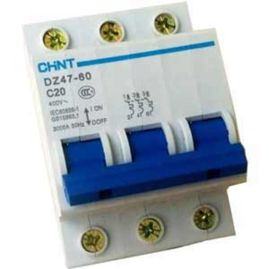 Ảnh của Aptomat cài (MCB) CHINT DZ47-60 C20-3P-3kA 