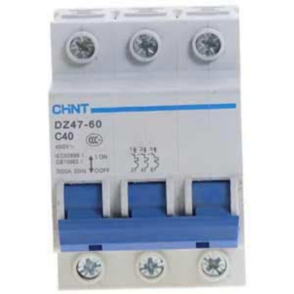 Ảnh của Aptomat cài (MCB) CHINT DZ47-60 C40-3P-3kA 