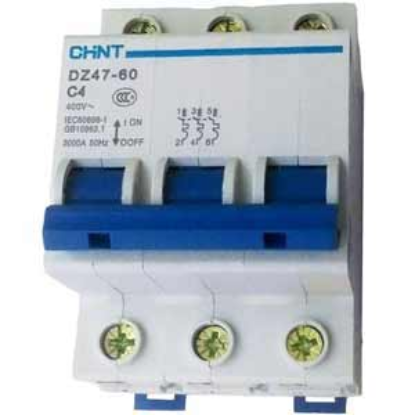 Ảnh của Aptomat cài (MCB) CHINT DZ47-60 C4-3P-3kA 