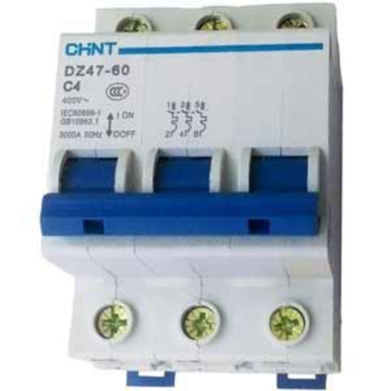 Ảnh của Aptomat cài (MCB) CHINT DZ47-60 C4-3P-3kA 
