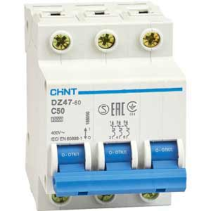 Ảnh của Aptomat cài (MCB) CHINT DZ47-60 C50-3P-3kA 