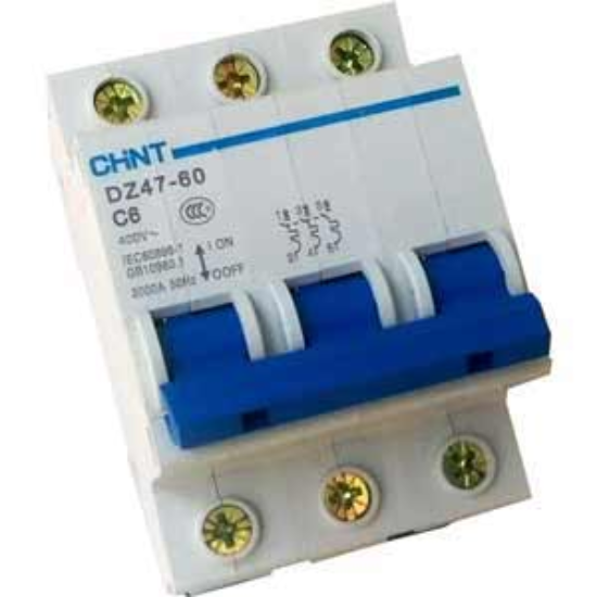 Ảnh của Aptomat cài (MCB) CHINT DZ47-60 C6-3P-3kA 