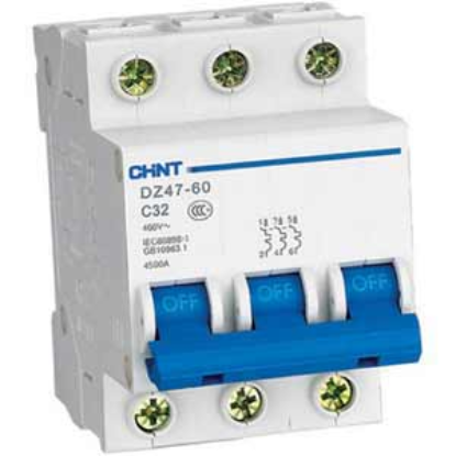 Ảnh của Aptomat cài (MCB) CHINT DZ47-60 C32-3P-4.5kA 