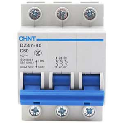 Ảnh của Aptomat cài (MCB) CHINT DZ47-60 C60-3P-4kA 