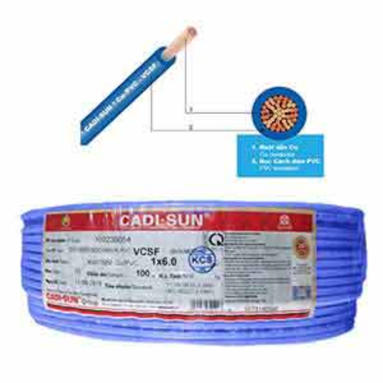 Ảnh của Dây điện đơn mềm ruột đồng CADISUN VCSF 1x6.0-BL 