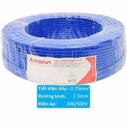 Ảnh của Dây điện cách điện PVC CADIVI VCm-0.75 (1x24/0.20)-300/500V-B 