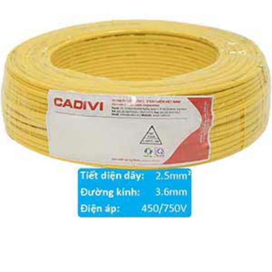 Ảnh của Dây điện cách điện PVC CADIVI VCm-2.5 (1x50/0.25)-450/750V-Y 
