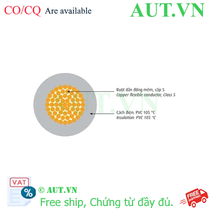 Ảnh của Dây điện cách điện PVC CADIVI VCm-240 (1x1184/0.5)-0.6/1kV-BL 