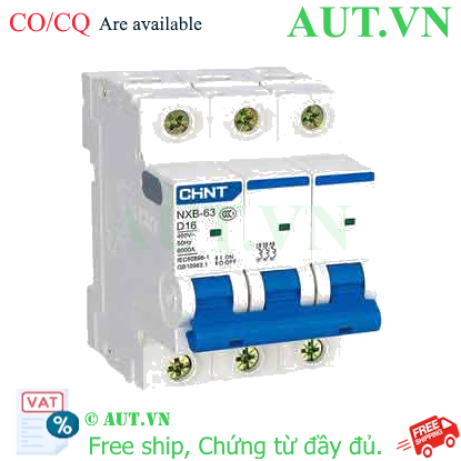 Ảnh của Áp tô mát cài cỡ nhỏ CHINT NXB-63 3P D16 6kA 
