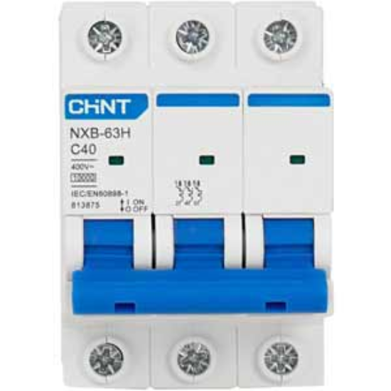 Ảnh của Áp tô mát cài loại nhỏ CHINT NXB-63H 3P C40 10kA 